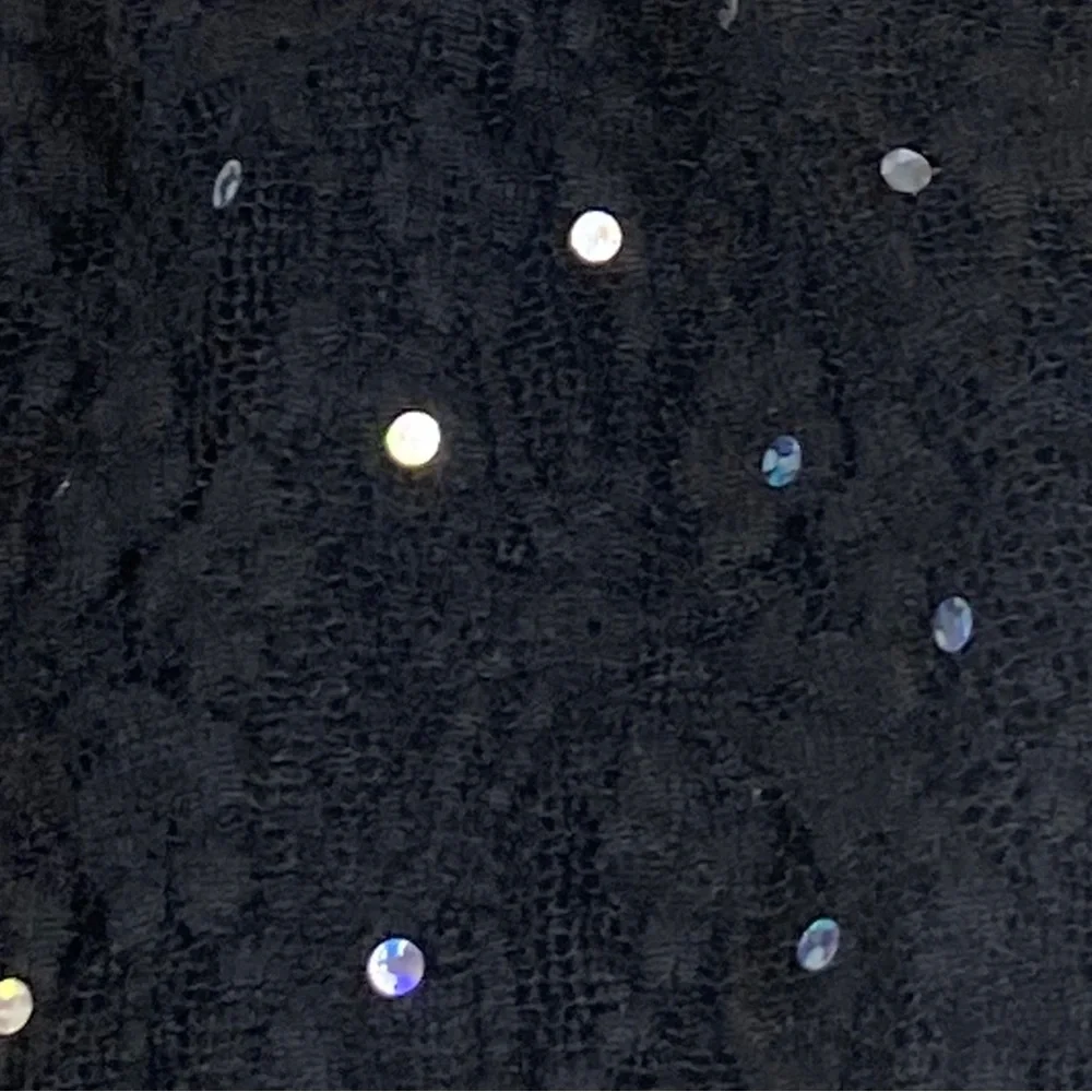 R&M Richards VTG 90s Glam Black Sequin Sleeveless Nylon Blend 16 WP NWOT